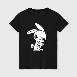 Футболка хлопковая женская Злобный кролик, цвет: черный