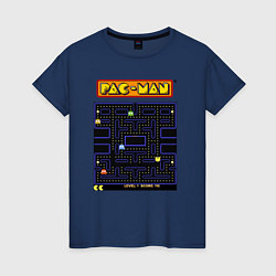 Футболка хлопковая женская Pac-Man на ZX-Spectrum, цвет: тёмно-синий