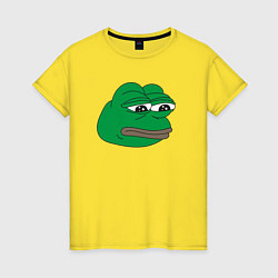 Футболка хлопковая женская Лягушонок Пепе-Frog Pepe, цвет: желтый