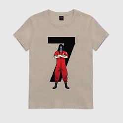 Футболка хлопковая женская Slipknot Семерка, цвет: миндальный