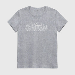 Футболка хлопковая женская Поляна с грибами, цвет: меланж