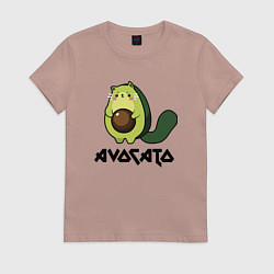 Футболка хлопковая женская Avocado - AvoCATo - Joke, цвет: пыльно-розовый