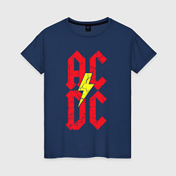 Футболка хлопковая женская AC DC logo, цвет: тёмно-синий