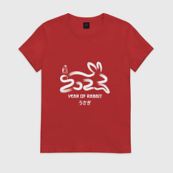 Футболка хлопковая женская Логотип кролика 2023 китайский новый год, цвет: красный