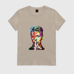 Футболка хлопковая женская David Bowie singer, цвет: миндальный