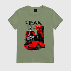 Футболка хлопковая женская Машина в городе, цвет: авокадо