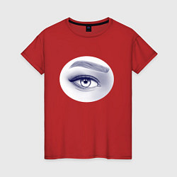 Футболка хлопковая женская Женский глаз в монохромной гамме, цвет: красный