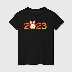 Футболка хлопковая женская Новый год 2023, цвет: черный