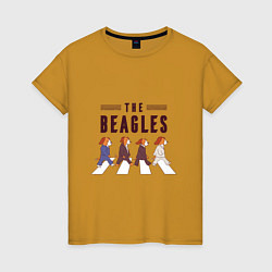 Футболка хлопковая женская Beagles, цвет: горчичный