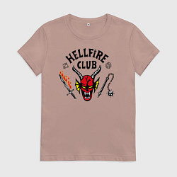 Футболка хлопковая женская Hellfire сlub art, цвет: пыльно-розовый