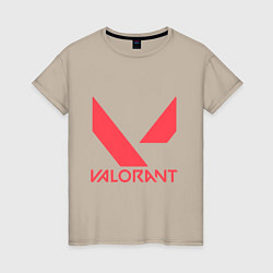 Футболка хлопковая женская Valorant - logo, цвет: миндальный