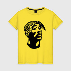 Футболка хлопковая женская 2Pac - head, цвет: желтый
