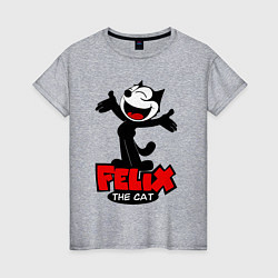 Футболка хлопковая женская Happy Cat Felix, цвет: меланж