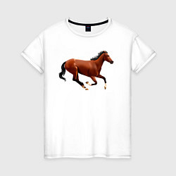 Футболка хлопковая женская Чистокровная верховая лошадь, цвет: белый