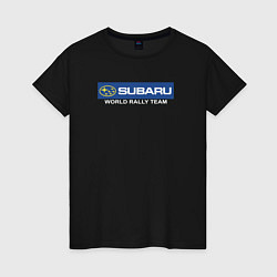 Футболка хлопковая женская Subaru world rally team, цвет: черный