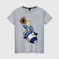 Футболка хлопковая женская Vault boy - bomb rider, цвет: меланж