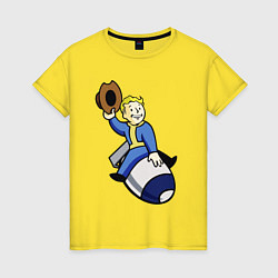 Футболка хлопковая женская Vault boy - bomb rider, цвет: желтый