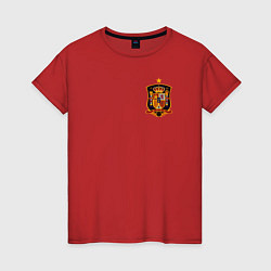 Футболка хлопковая женская Сборная Испании логотип, цвет: красный