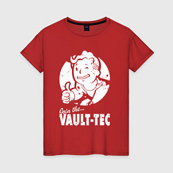 Футболка хлопковая женская Vault boy - join the vault tec, цвет: красный