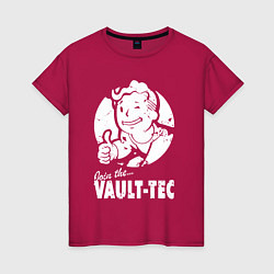 Футболка хлопковая женская Vault boy - join the vault tec, цвет: маджента
