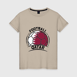 Футболка хлопковая женская Football Qatar, цвет: миндальный