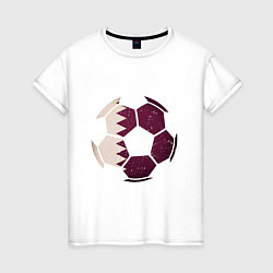 Футболка хлопковая женская Qatar ball, цвет: белый