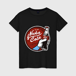 Футболка хлопковая женская Nuka cola sticker, цвет: черный