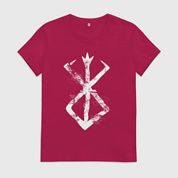 Футболка хлопковая женская Берсерк аниме - белый гранж, цвет: маджента