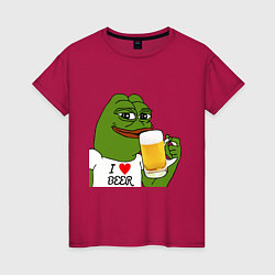 Футболка хлопковая женская Drink Pepe, цвет: маджента