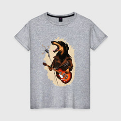 Футболка хлопковая женская Такса рокер, цвет: меланж