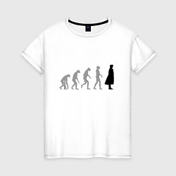 Футболка хлопковая женская Эволюция Шерлока, цвет: белый