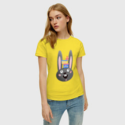 Футболка хлопковая женская Черный кролик с подарками, цвет: желтый — фото 2