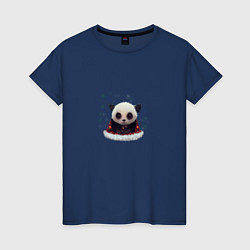 Футболка хлопковая женская Понурый панда, цвет: тёмно-синий