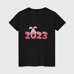 Футболка хлопковая женская Pink rabbit 2023, цвет: черный
