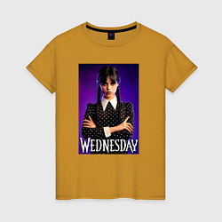 Футболка хлопковая женская Wednesday, цвет: горчичный