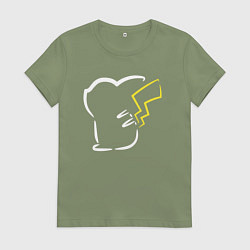 Футболка хлопковая женская Пикачу минимализм, цвет: авокадо