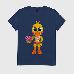 Футболка хлопковая женская Той Чикa с пирожным, цвет: тёмно-синий