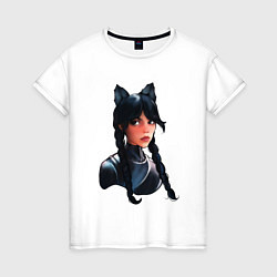 Женская футболка Чёрная кошка Уэнсдэй