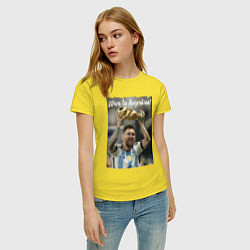 Футболка хлопковая женская Lionel Messi - world champion - Argentina, цвет: желтый — фото 2
