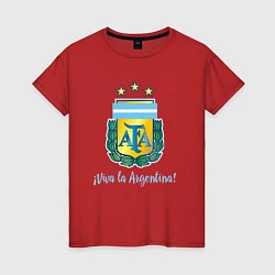 Футболка хлопковая женская Эмблема федерации футбола Аргентины, цвет: красный