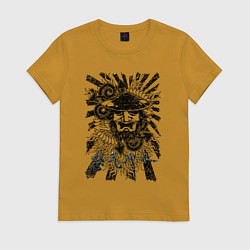 Футболка хлопковая женская Японский монстр поп арт, цвет: горчичный