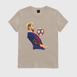 Футболка хлопковая женская Messi Barcelona, цвет: миндальный