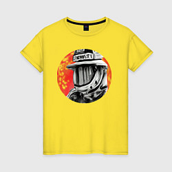 Футболка хлопковая женская Пожарник, цвет: желтый