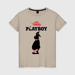 Футболка хлопковая женская Толстяк playboy, цвет: миндальный