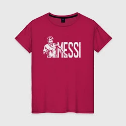 Футболка хлопковая женская Football Messi, цвет: маджента