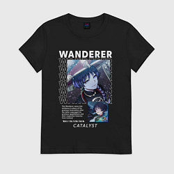 Футболка хлопковая женская Wanderer Странник, цвет: черный