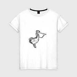 Футболка хлопковая женская Важный пеликан, цвет: белый