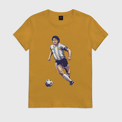 Футболка хлопковая женская Maradona football, цвет: горчичный