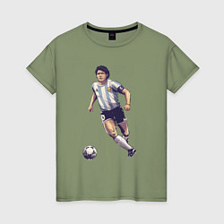 Футболка хлопковая женская Maradona football, цвет: авокадо