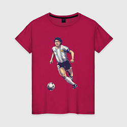 Футболка хлопковая женская Maradona football, цвет: маджента
